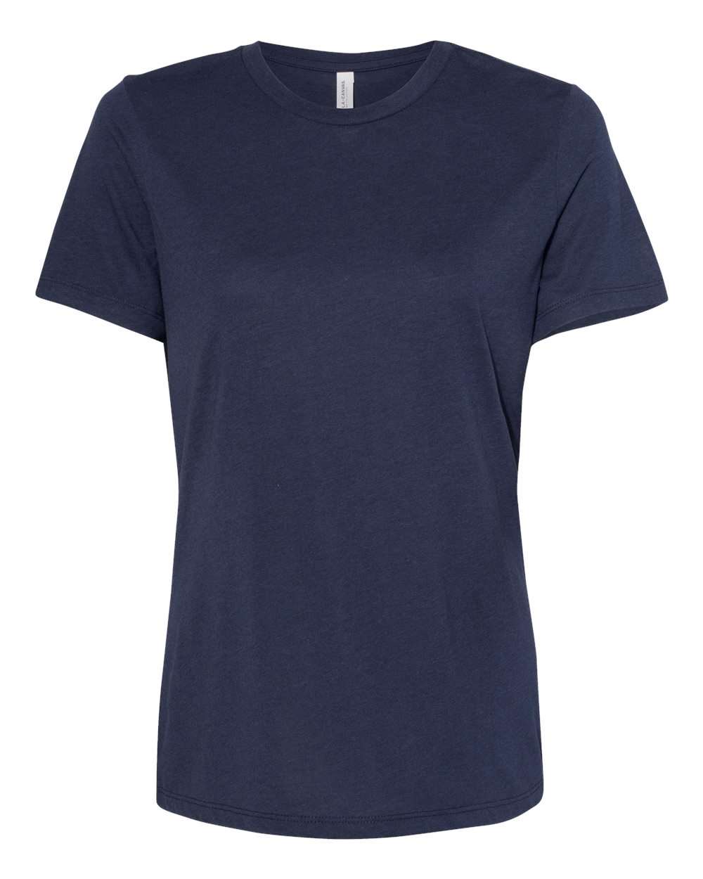 Front View of Solid Navy Triblend Women’s Relaxed Fit Triblend Tee - 6413