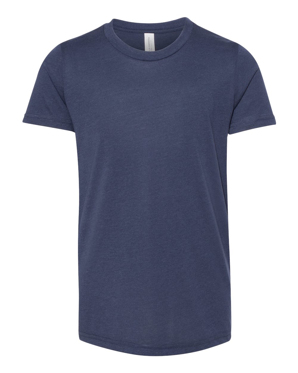 Front View of Solid Navy Triblend Youth Triblend Tee - 3413Y
