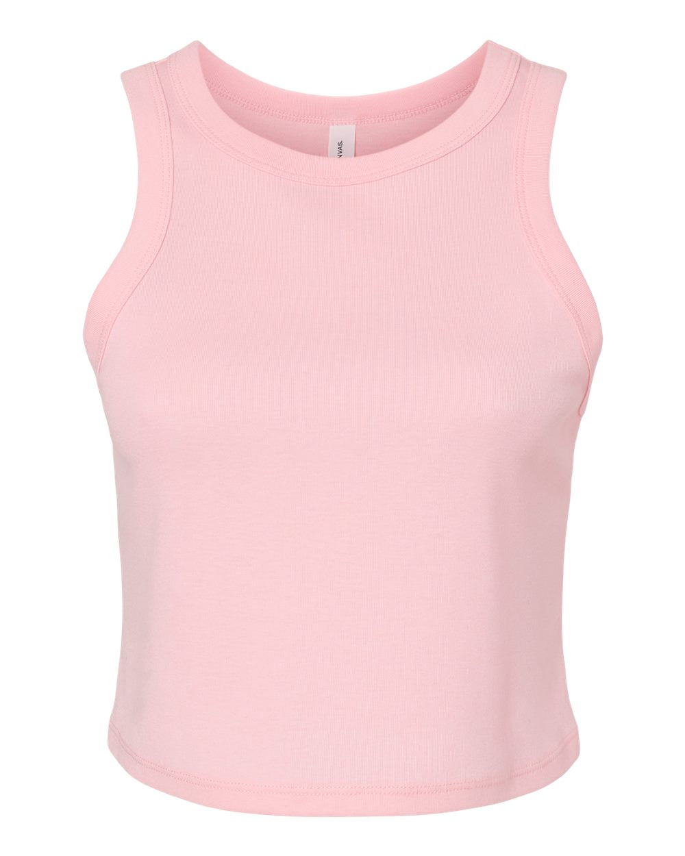 Front View of Solid Pink Blend Women's Micro Rib Racer Tank - 1019