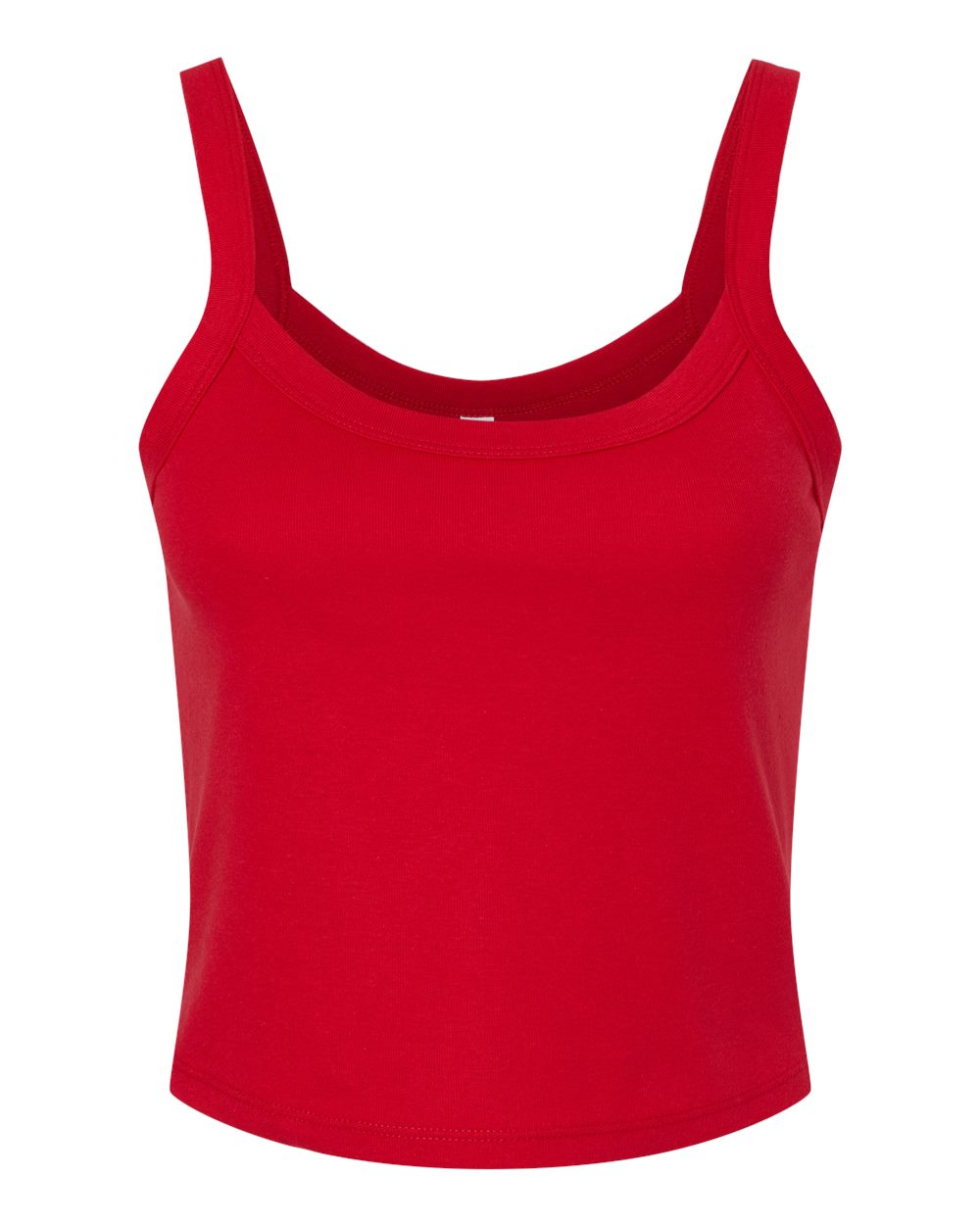 Front View of Solid Red Blend Women's Micro Rib Spaghetti Strap Tank - 1012