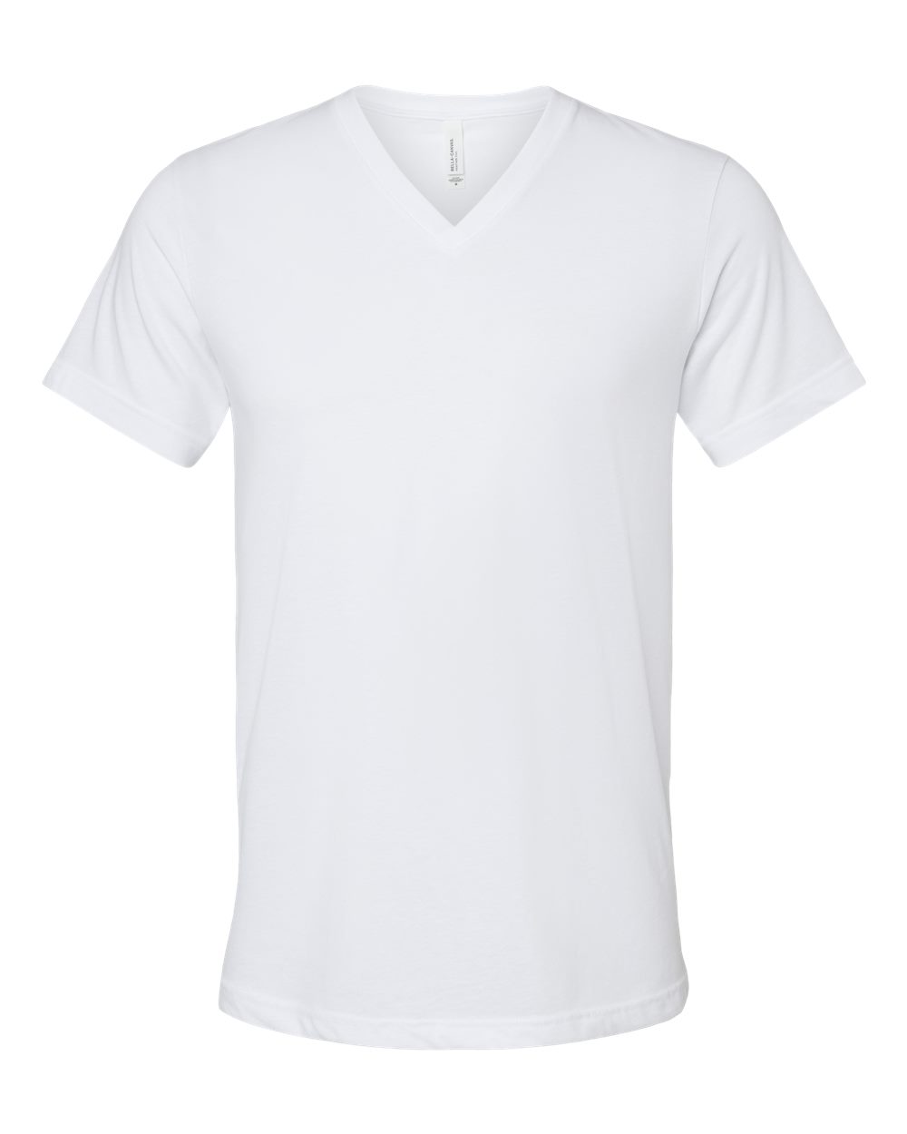 Front View of Solid White Blend Heather CVC V-Neck Tee - 3005CVC