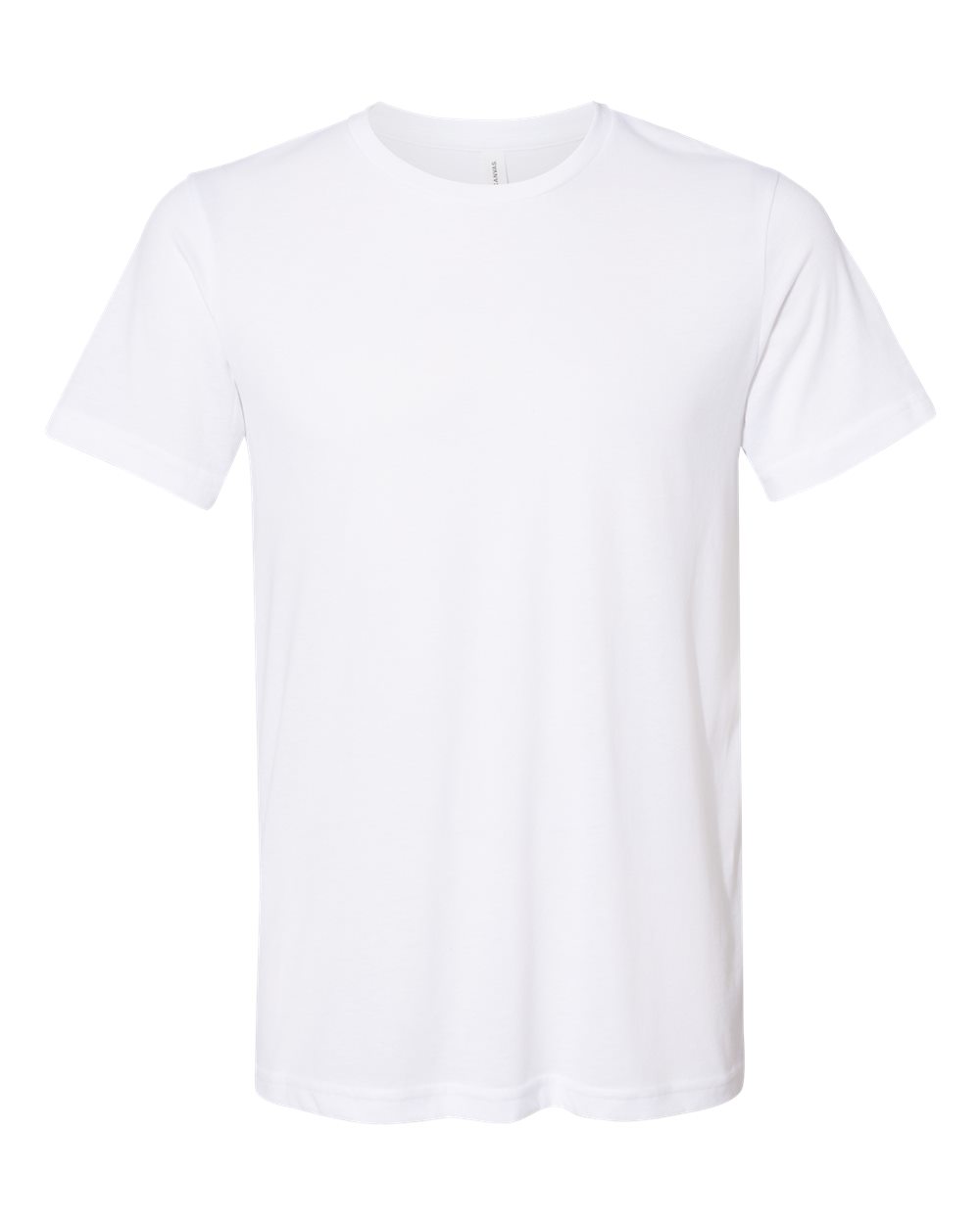 Front View of Solid White Blend Sueded Tee - 3301