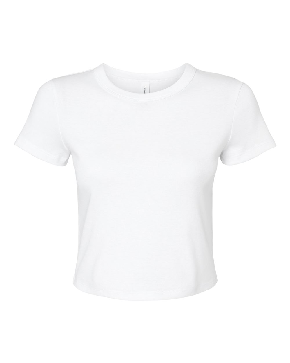 Front View of Solid White Blend Women's Micro Rib Baby Tee - 1010