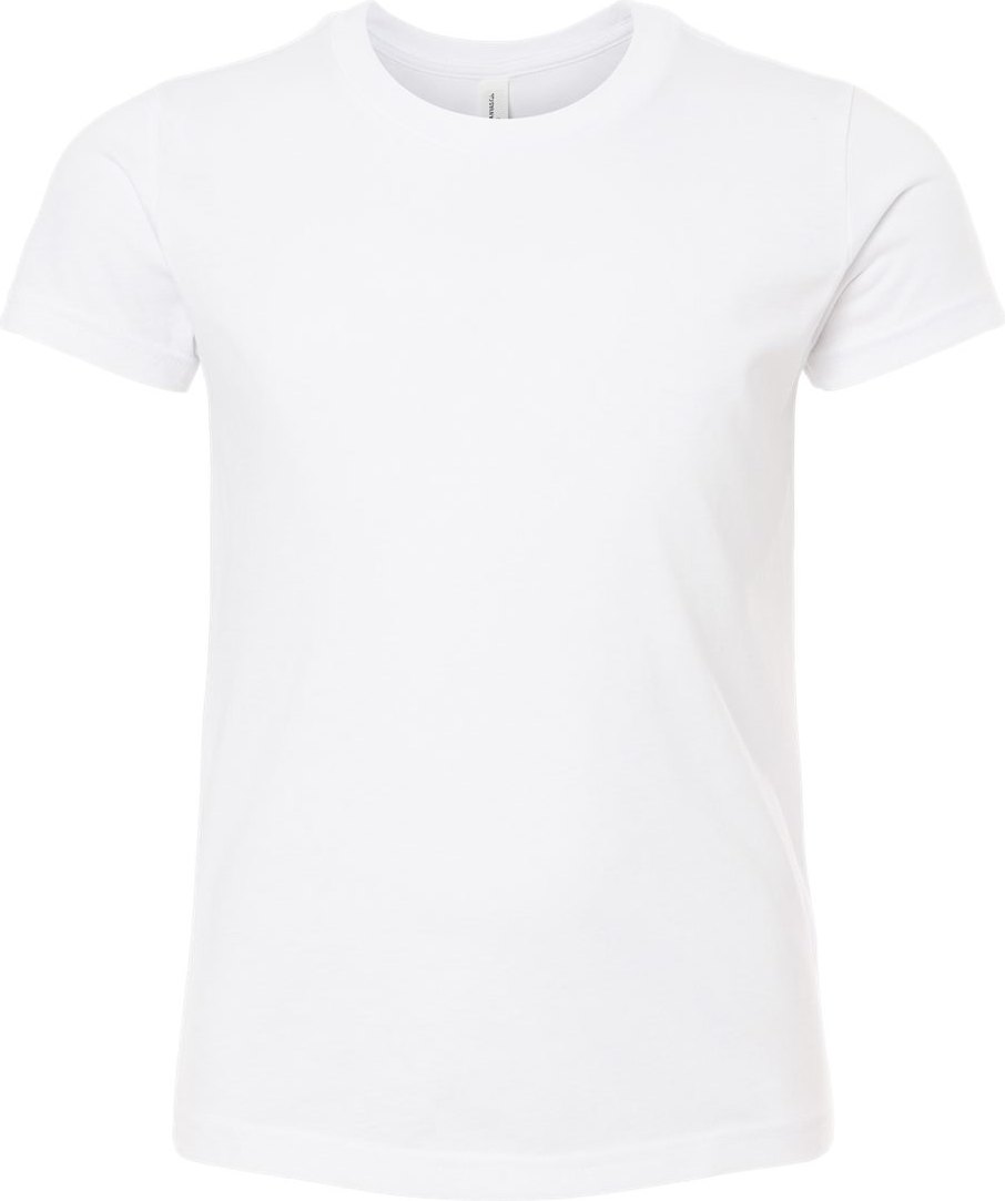 Front View of Solid White Blend Youth CVC Jersey Tee - 3001YCVC