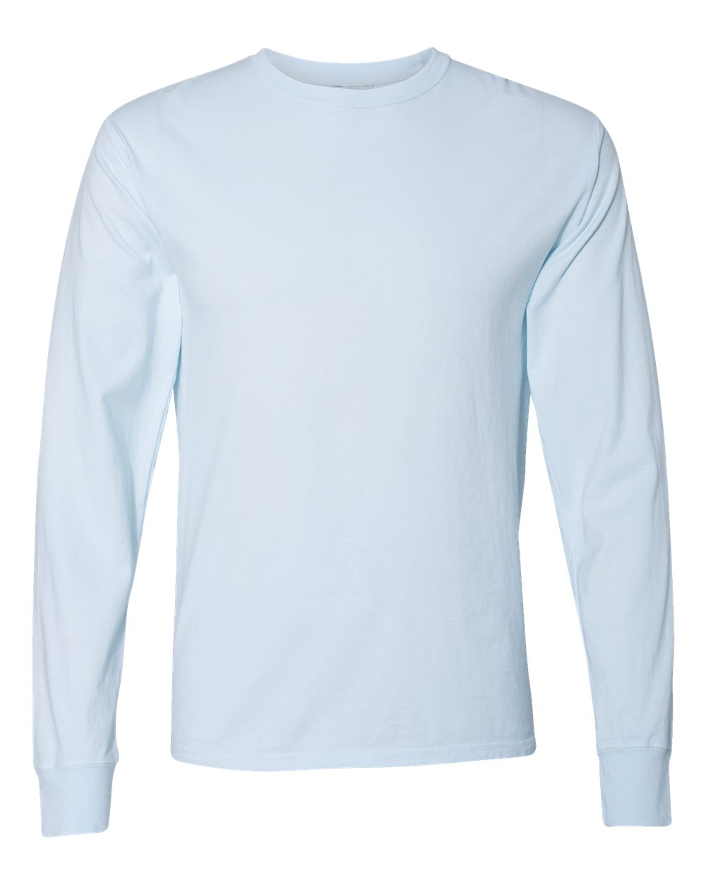 Front View of Soothing Blue Garment-Dyed Long Sleeve T-Shirt - GDH200