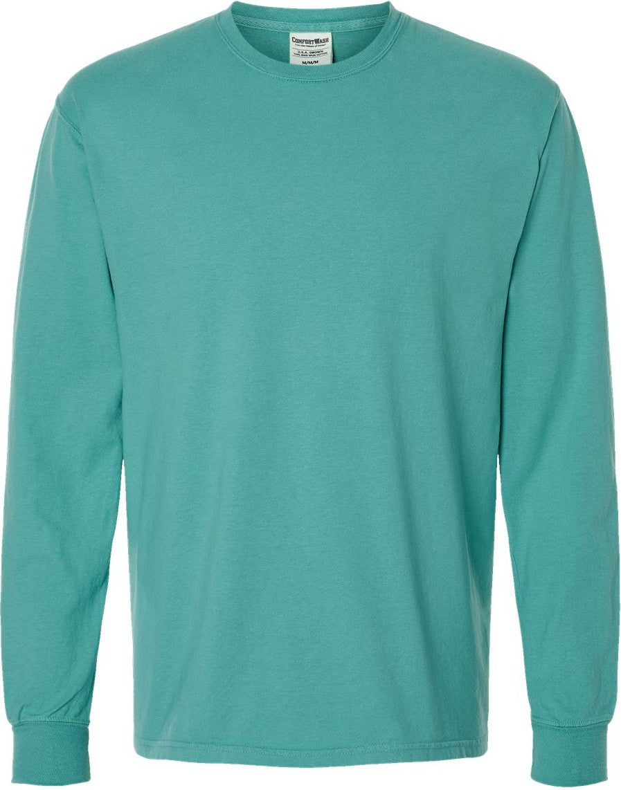 Front View of Spanish Moss Garment-Dyed Long Sleeve T-Shirt - GDH200