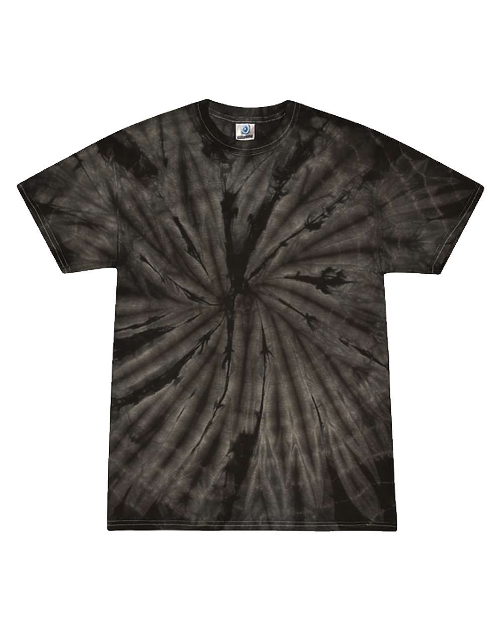 Front View of Spider Black Multi-Color Tie-Dyed T-Shirt - 1000