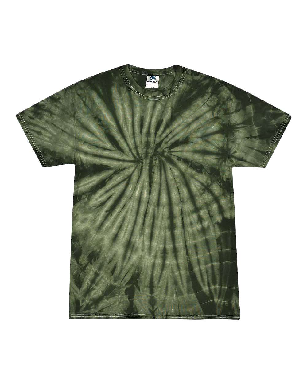 Front View of Spider Green Multi-Color Tie-Dyed T-Shirt - 1000