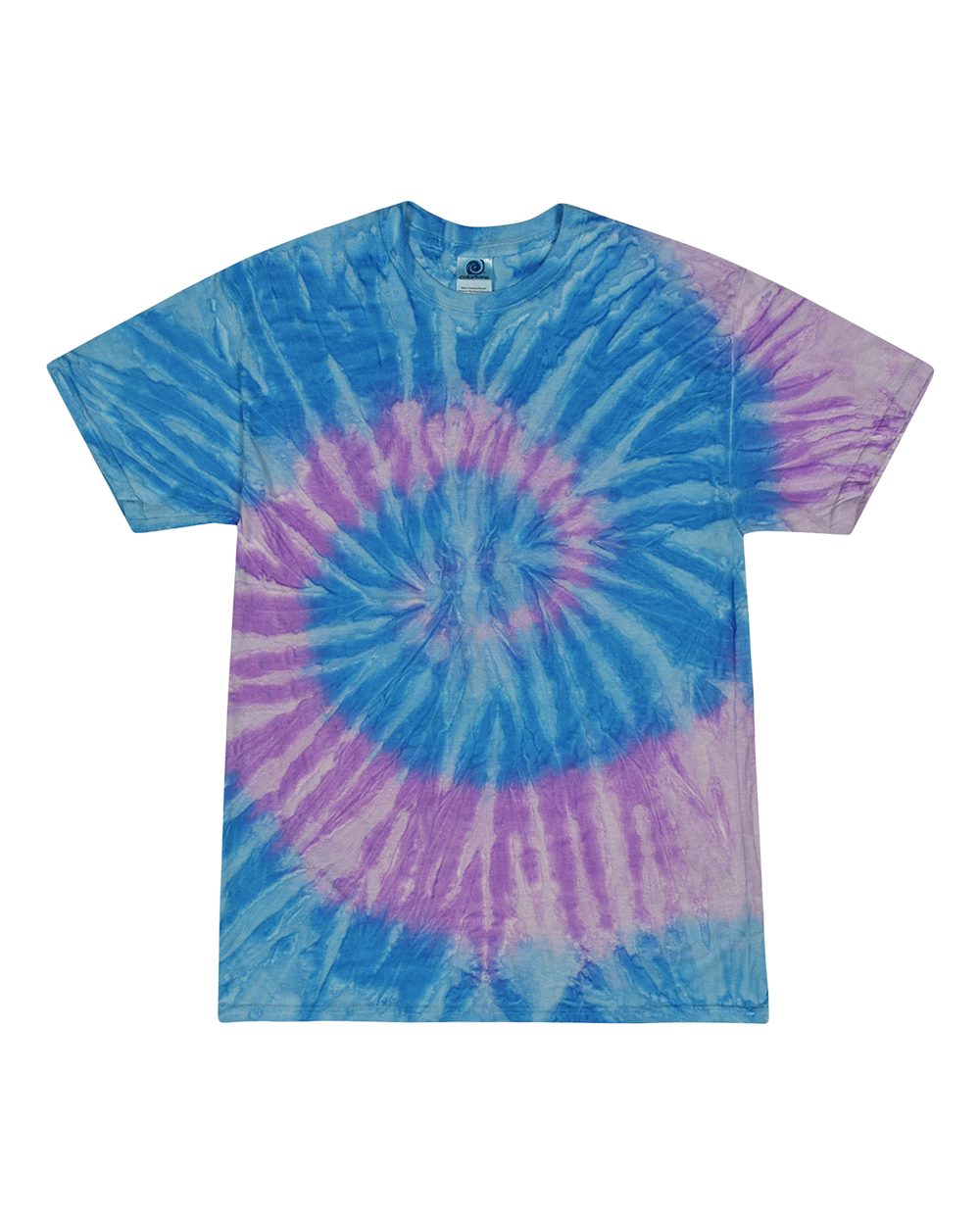 Front View of Spider Lavender Blue Youth Multi-Color Tie-Dyed T-Shirt - CD1000Y