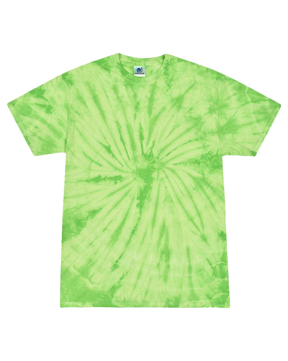 Front View of Spider Lime Multi-Color Tie-Dyed T-Shirt - 1000