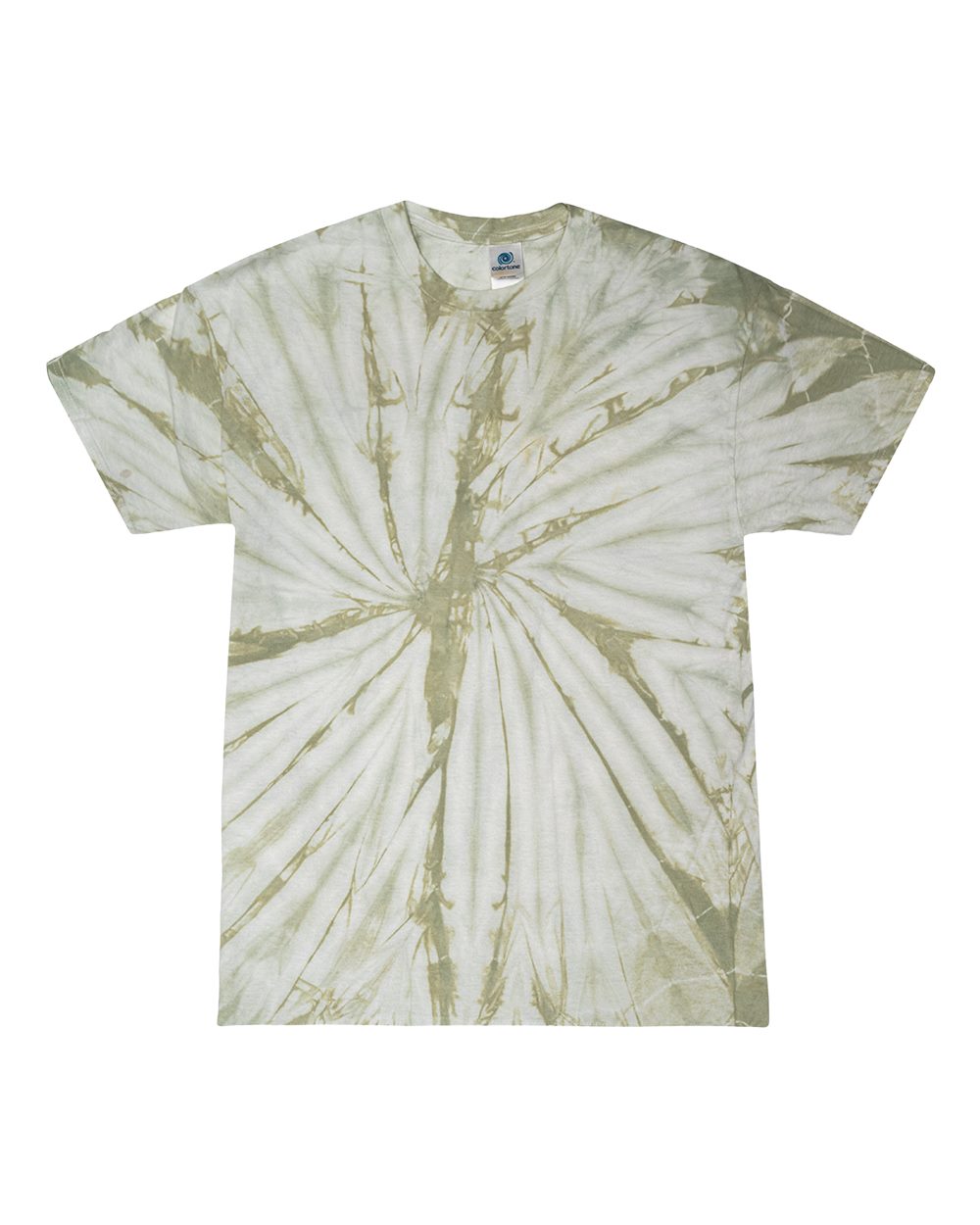 Front View of Spider Olive Youth Multi-Color Tie-Dyed T-Shirt - CD1000Y