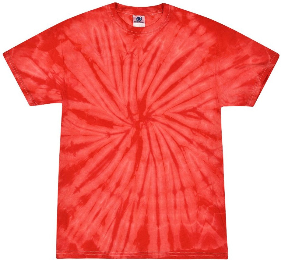 Front View of Spider Red Multi-Color Tie-Dyed T-Shirt - 1000