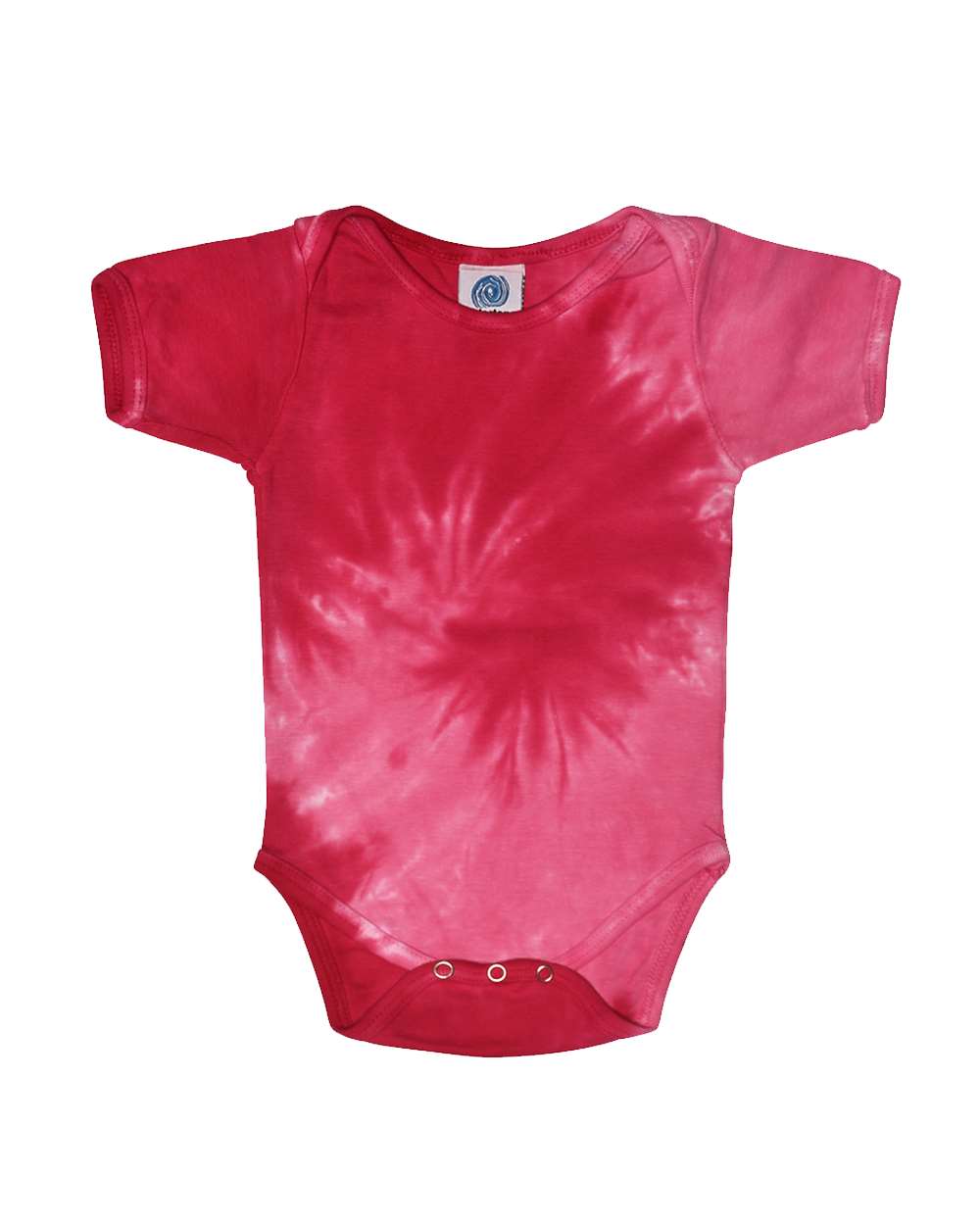 Front View of Spiral Pink Infant Tie-Dyed Onesie - 5100