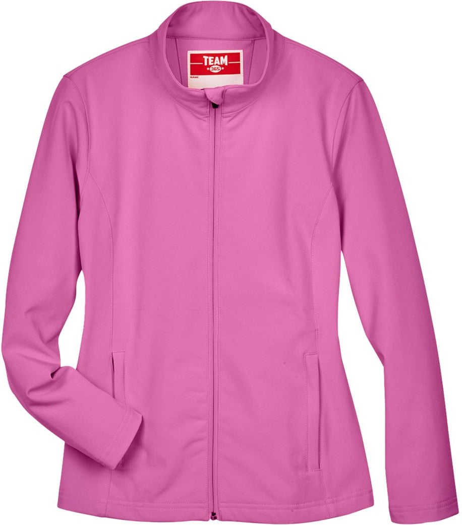 Front View of Sport Charity Pink Women's Leader Soft Shell Jacket - TT80W