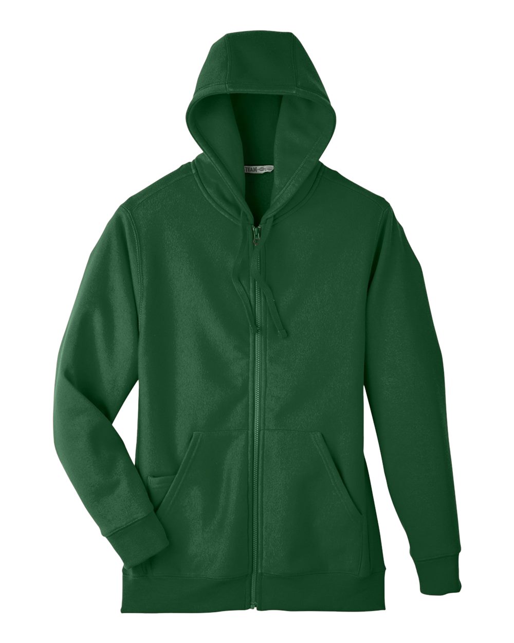 Front View of Sport Dark Green Unisex Zone HydroSport™ Heavyweight Full-Zip Hooded Sweatshirt - TT95