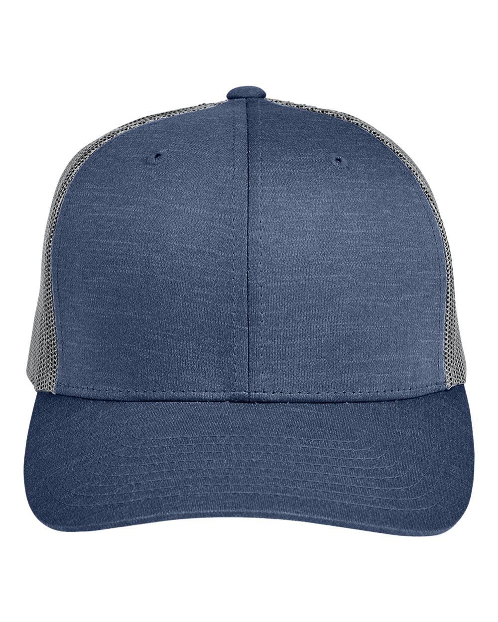 Front View of Sport Dark Navy Heather/ Sport Graphite Zone Sonic Heather Trucker Cap - TT802