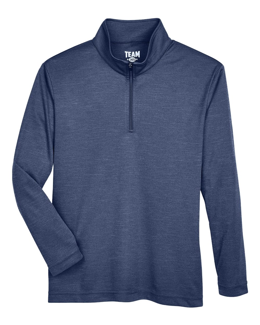 Front View of Sport Dark Navy Heather Youth Zone Sonic Heather Performance Quarter-Zip Pullolver - TT31HY