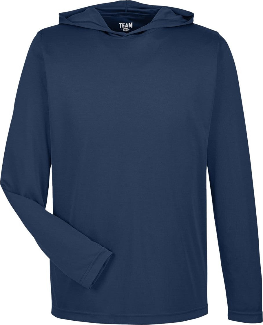 Front View of Sport Dark Navy Men's Zone Performance Hooded T-Shirt - TT41