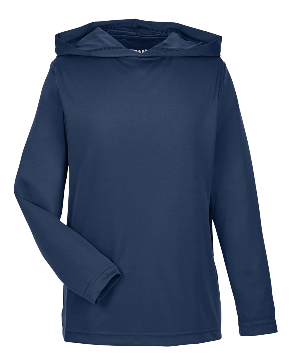 Front View of Sport Dark Navy Youth Zone Performance Hooded T-Shirt - TT41Y