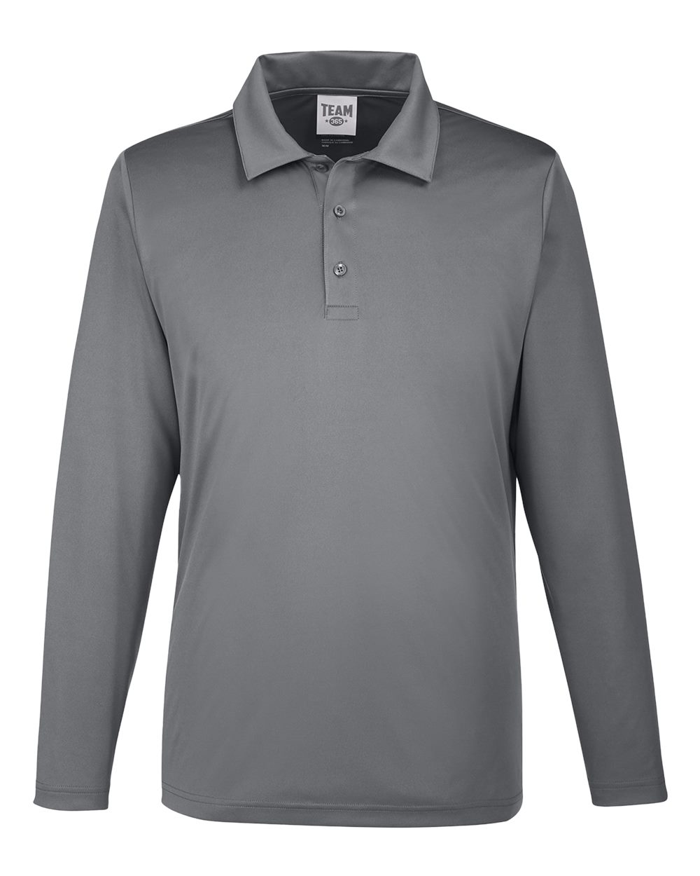 Front View of Sport Graphite Men's Zone Performance Long Sleeve Polo - TT51L