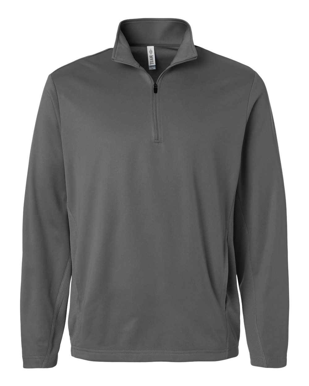Front View of Sport Graphite Unisex Squad Cadet Quarter-Zip Tech Fleece Pullover - TT401