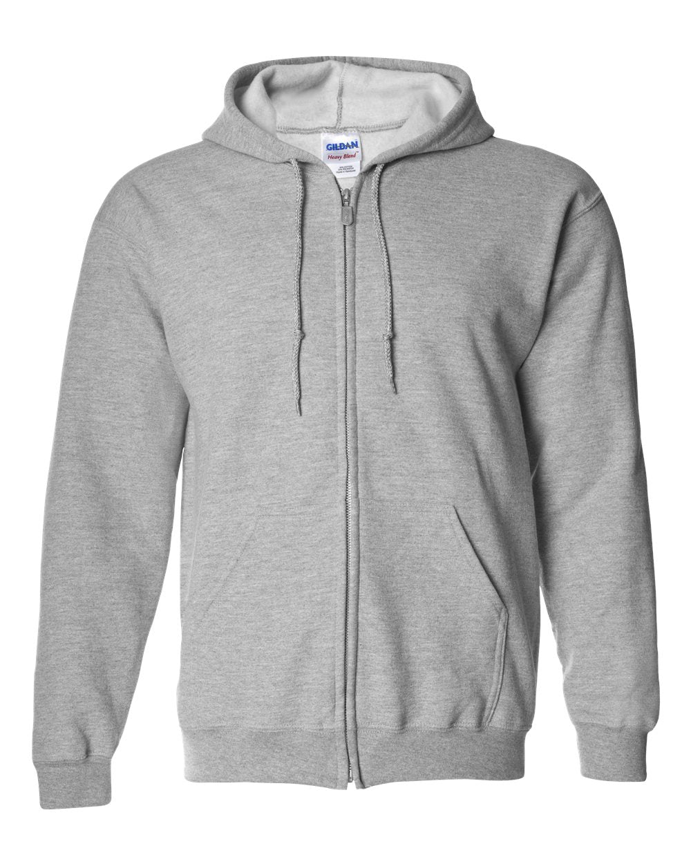 Front View of Sport Grey Heavy Blend™ Full-Zip Hooded Sweatshirt - 18600