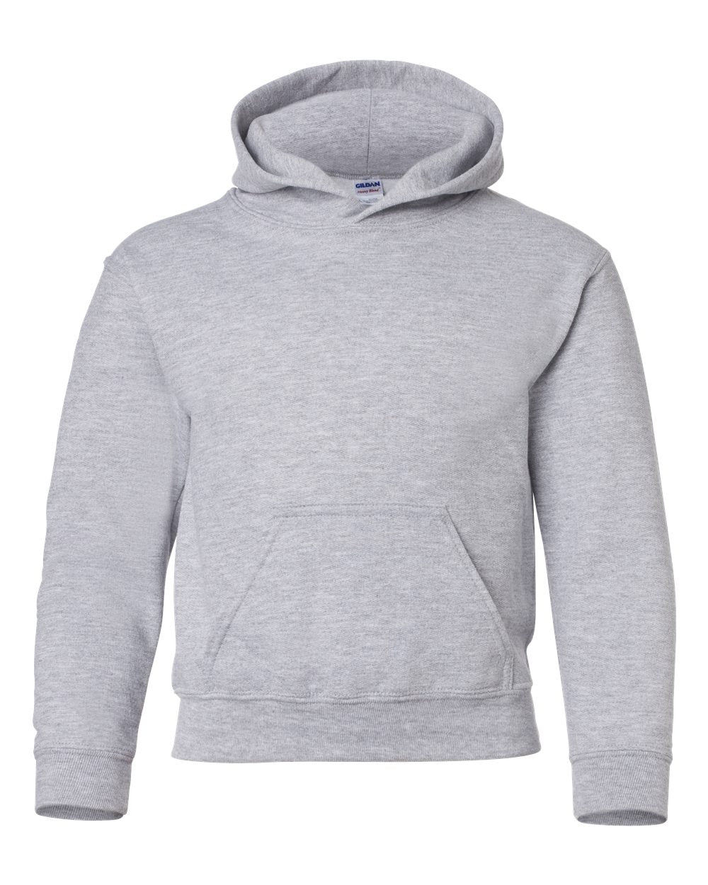 Front View of Sport Grey Heavy Blend™ Youth Hooded Sweatshirt - 18500B