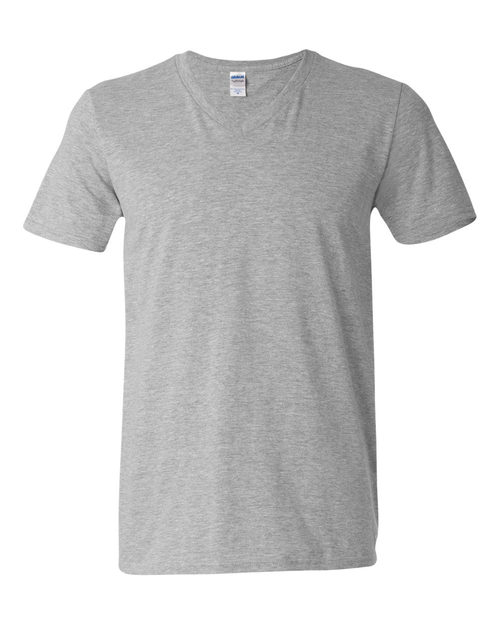 Front View of Sport Grey Softstyle® V-Neck T-Shirt - 64V00