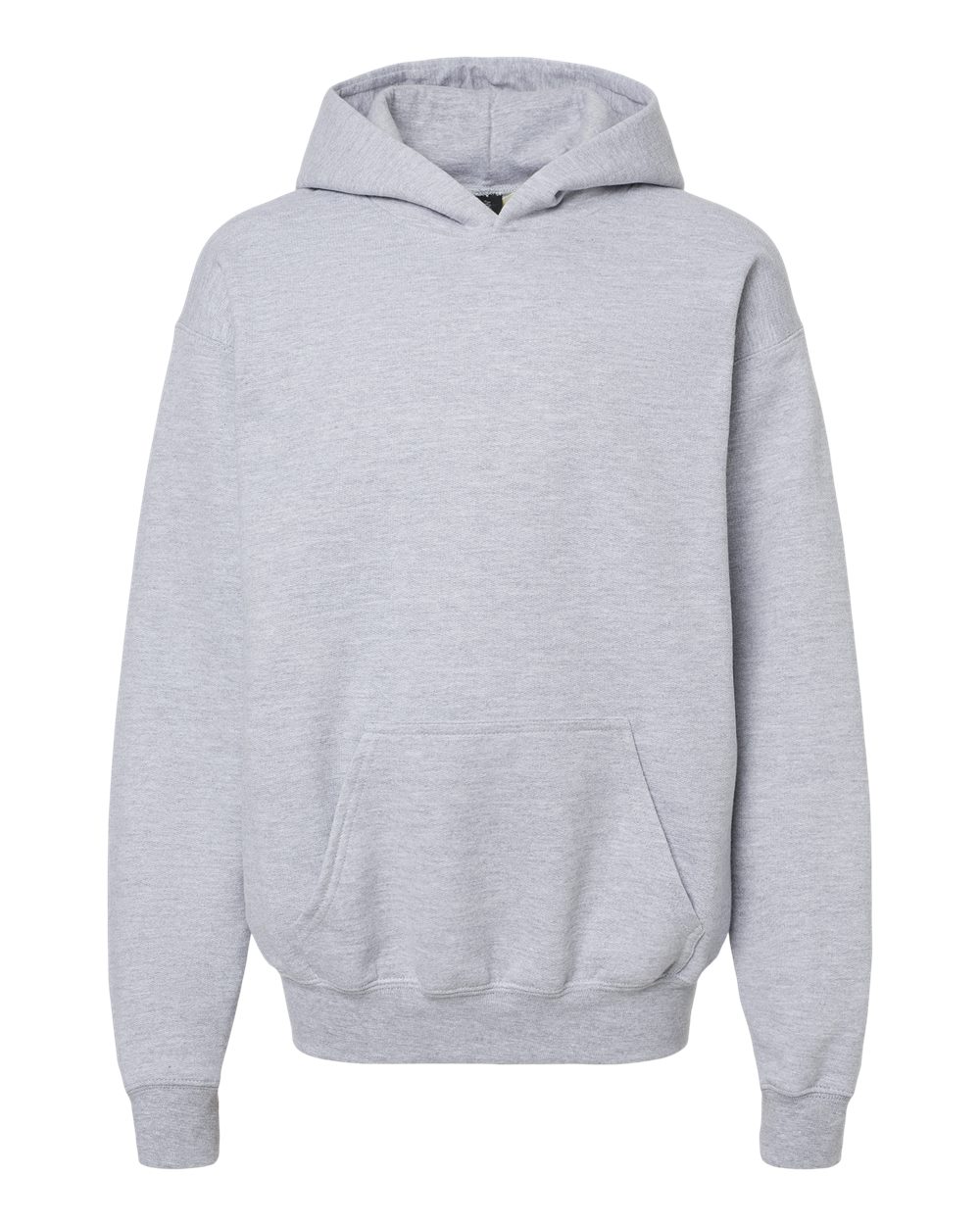Front View of Sport Grey Softstyle® Youth Midweight Hooded Sweatshirt - SF500B
