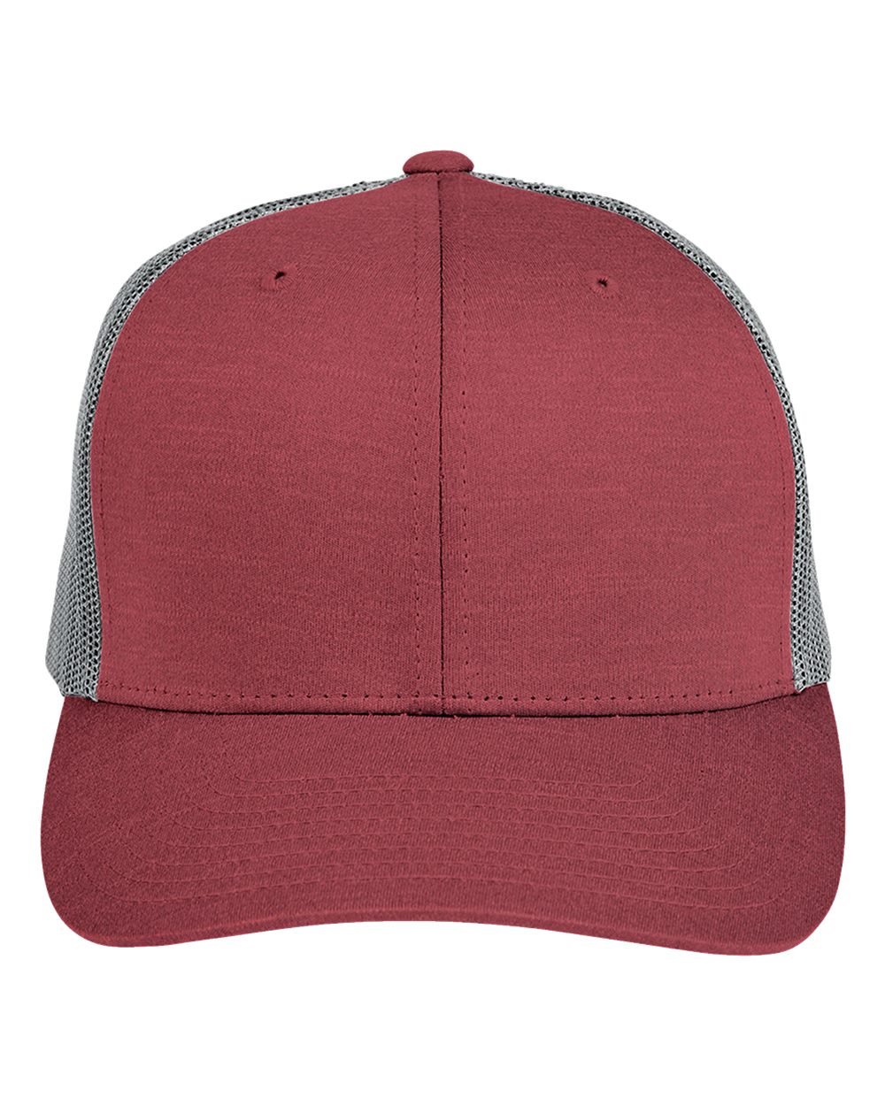 Front View of Sport Maroon Heather/ Sport Graphite Zone Sonic Heather Trucker Cap - TT802