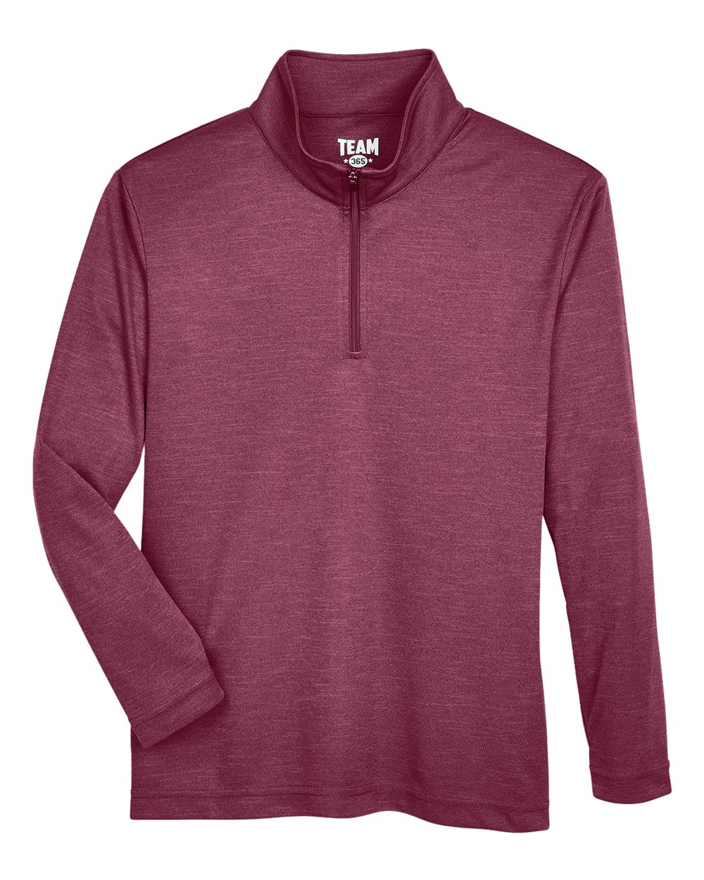 Front View of Sport Maroon Heather Youth Zone Sonic Heather Performance Quarter-Zip Pullolver - TT31HY