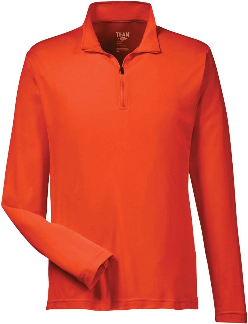 Front View of Sport Orange Men's Zone Performance Quarter-Zip Pullover - TT31