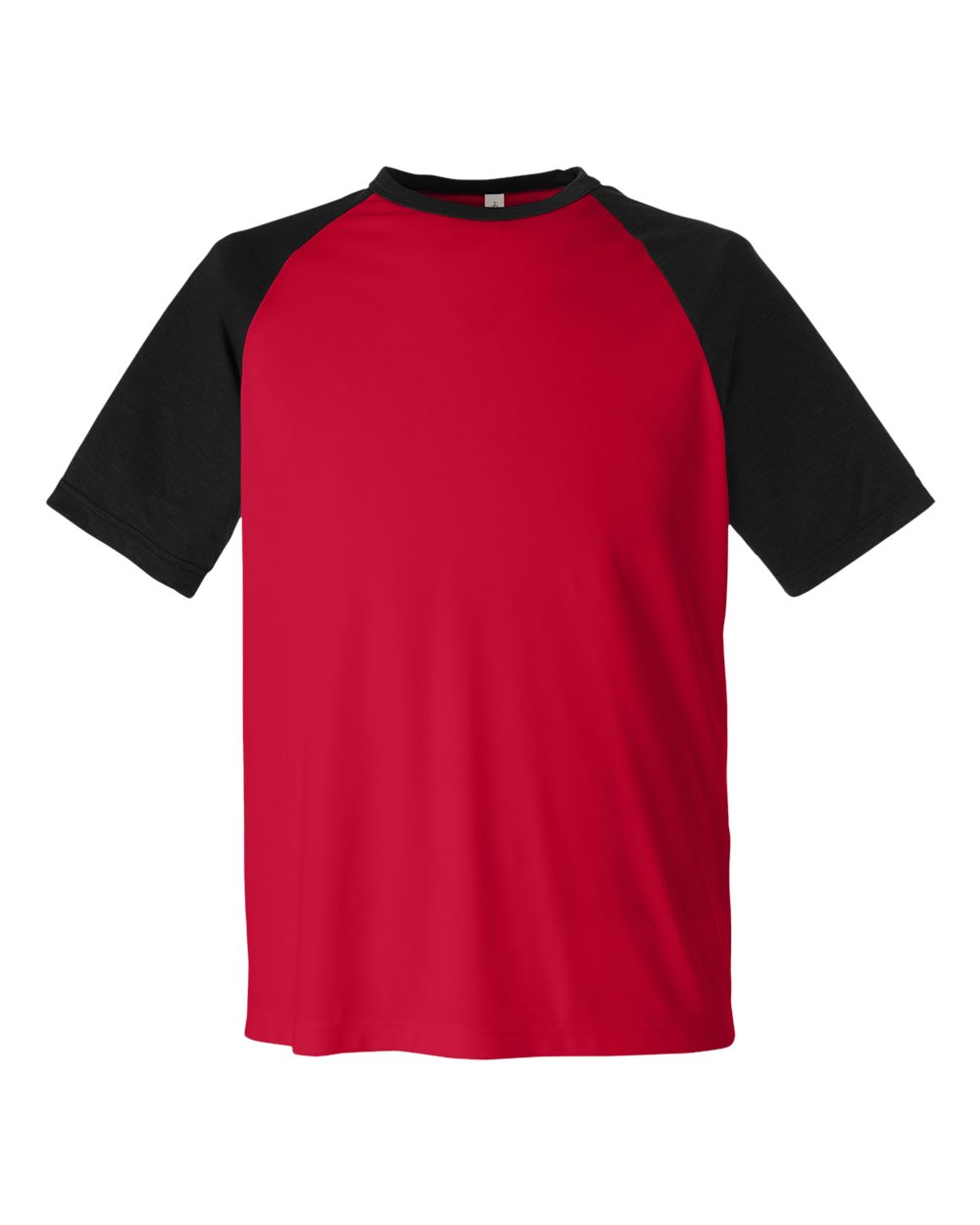 Front View of Sport Red/ Black Heather Unisex Zone Colorblock Raglan T-Shirt - TT62