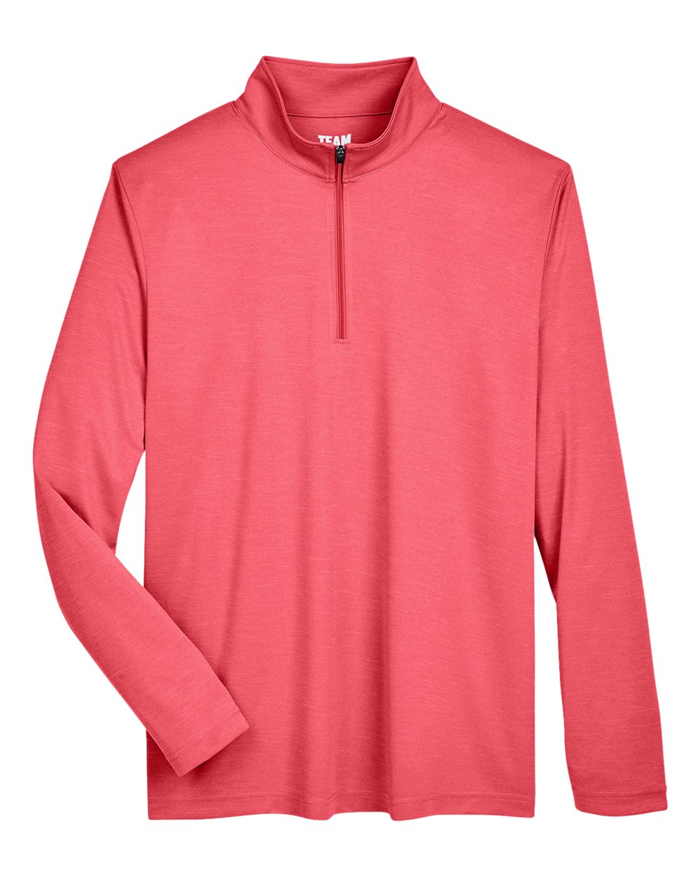 Front View of Sport Red Heather Men's Zone Sonic Heather Performance Quarter-Zip Pullover - TT31H