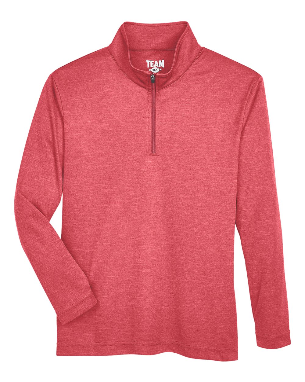 Front View of Sport Red Heather Youth Zone Sonic Heather Performance Quarter-Zip Pullolver - TT31HY