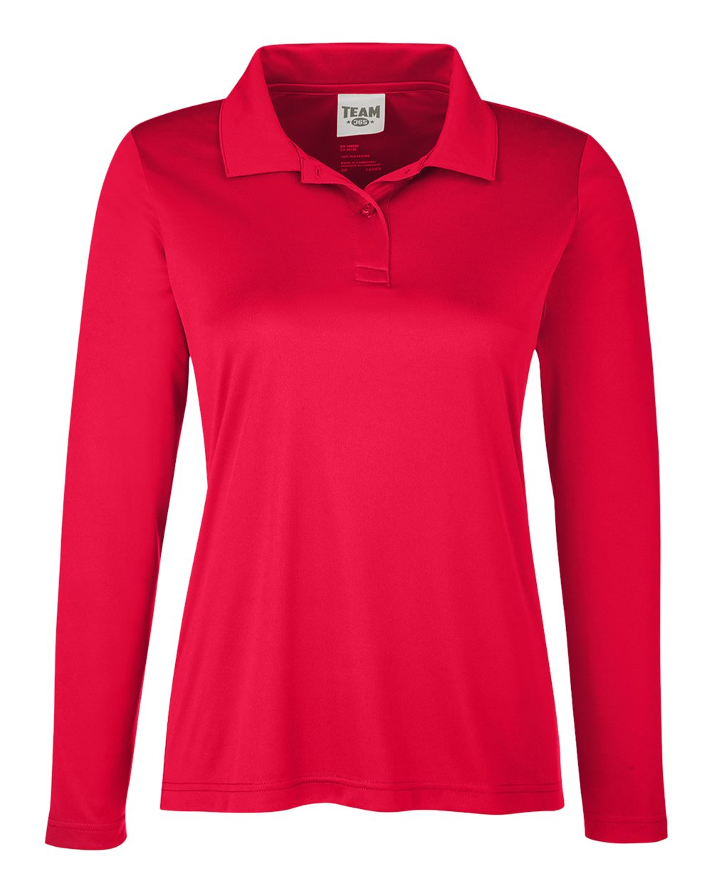 Front View of Sport Red Women's Zone Performance Long Sleeve Polo - TT51LW