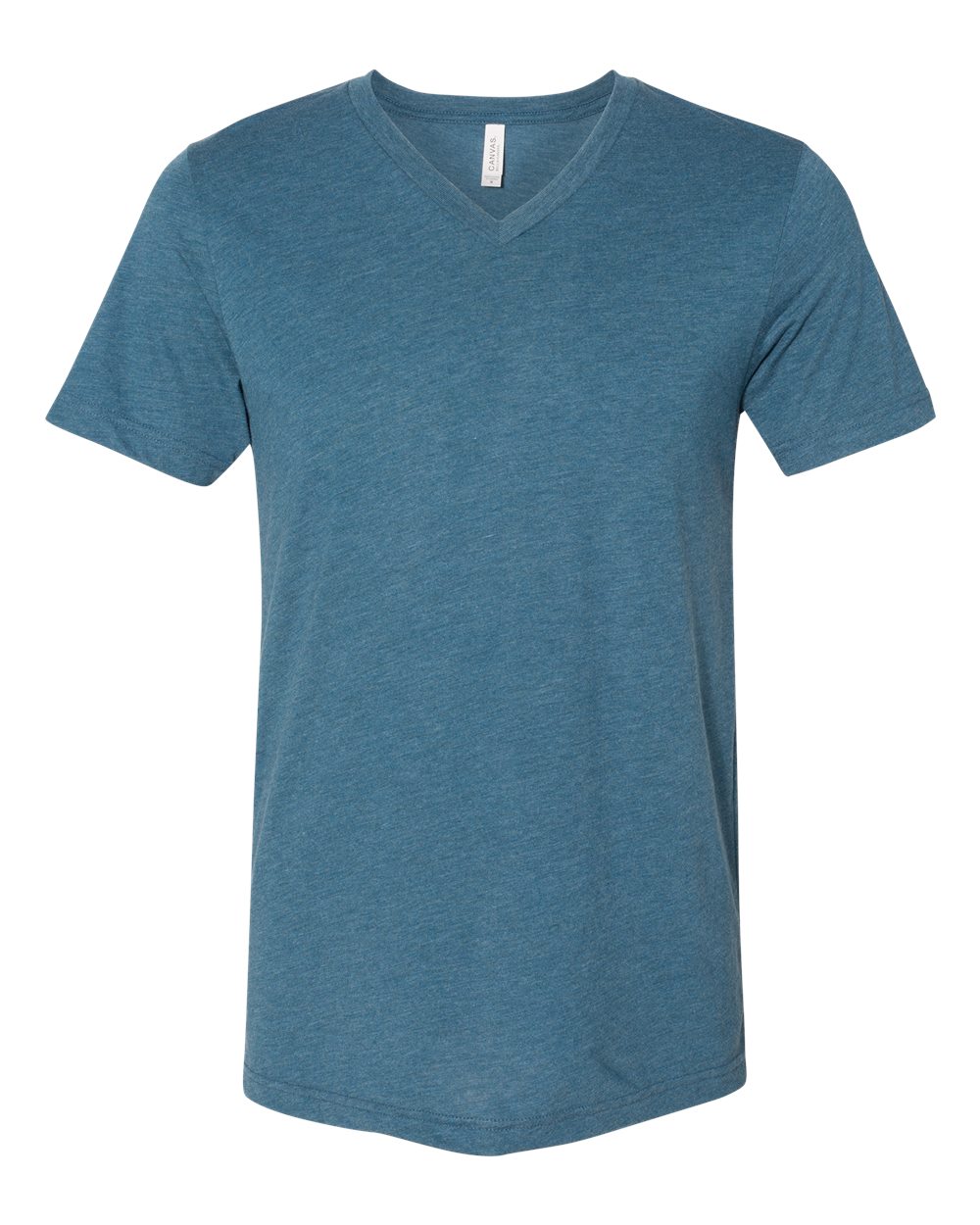 Front View of Steel Blue Triblend Triblend V-Neck Short Sleeve Tee - 3415