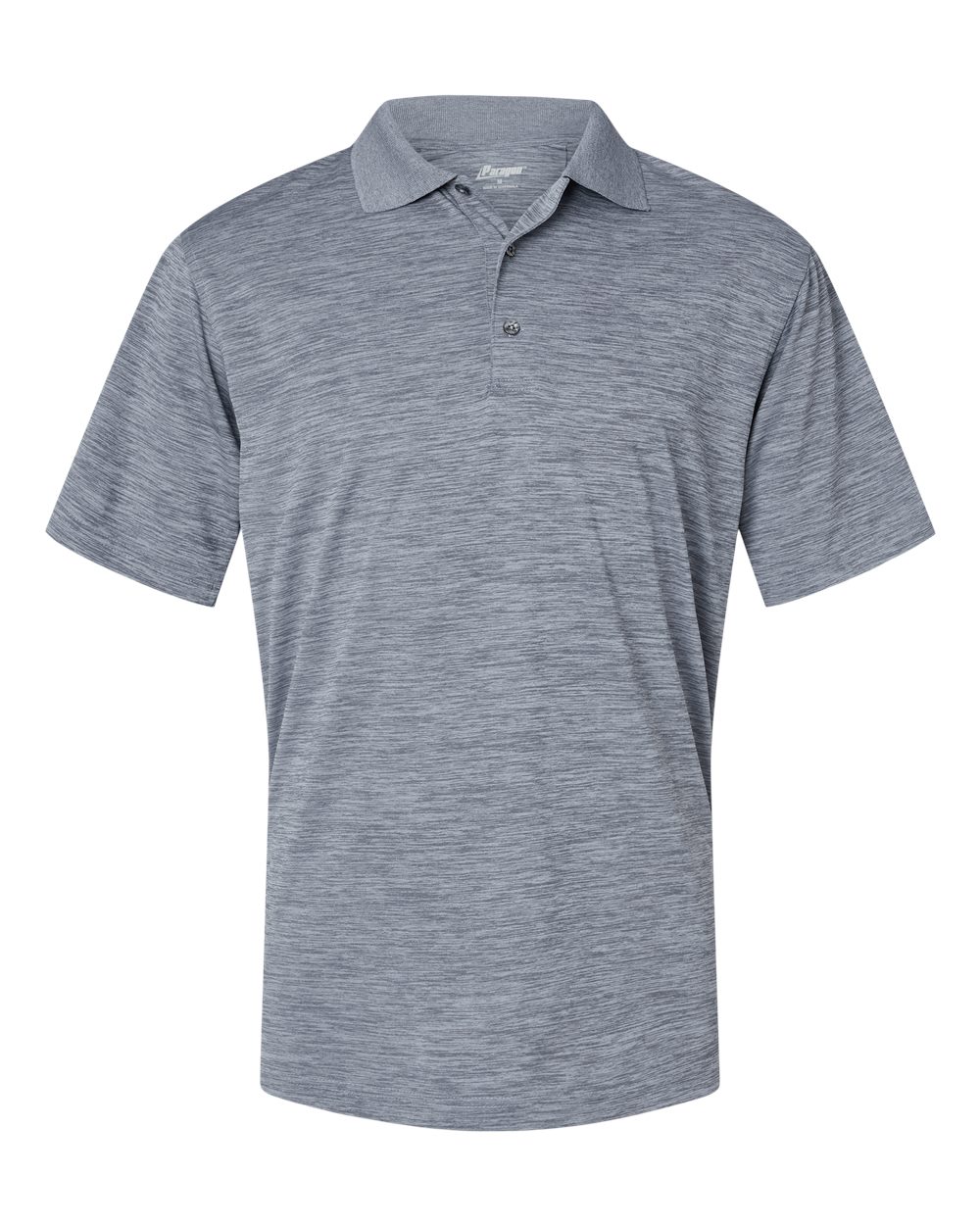 Front View of Steel Grey Heather Dakota Striated Heather Polo - 130