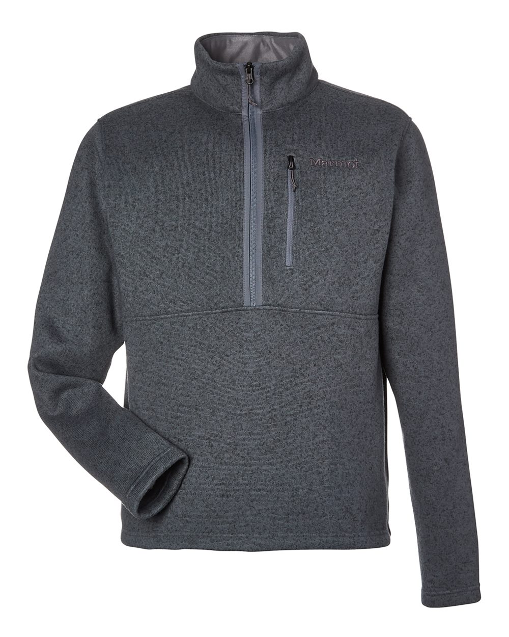 Front View of Steel Onyx Heather Drop Line Half-Zip Jacket - M16221