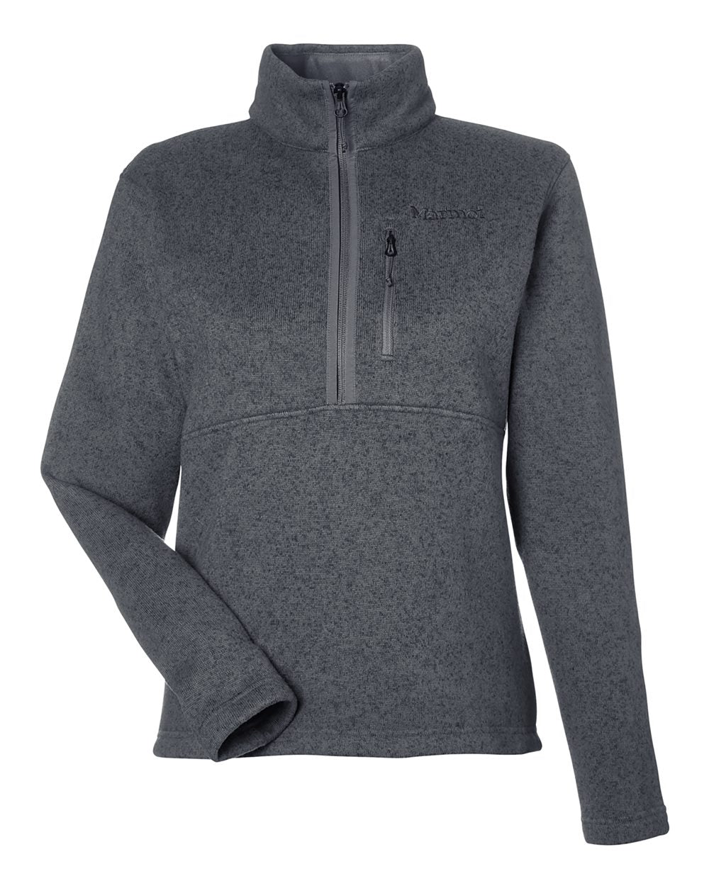 Front View of Steel Onyx Heather Women's Drop Line Half-Zip Jacket - M16248