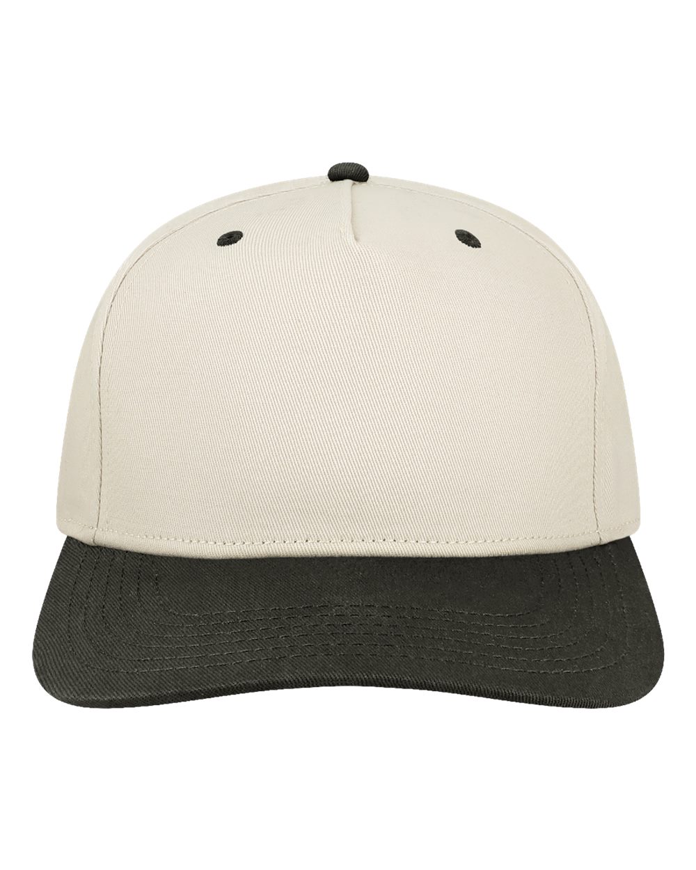 Front View of Stone/ Black Heritiage Twill Cap - HTA
