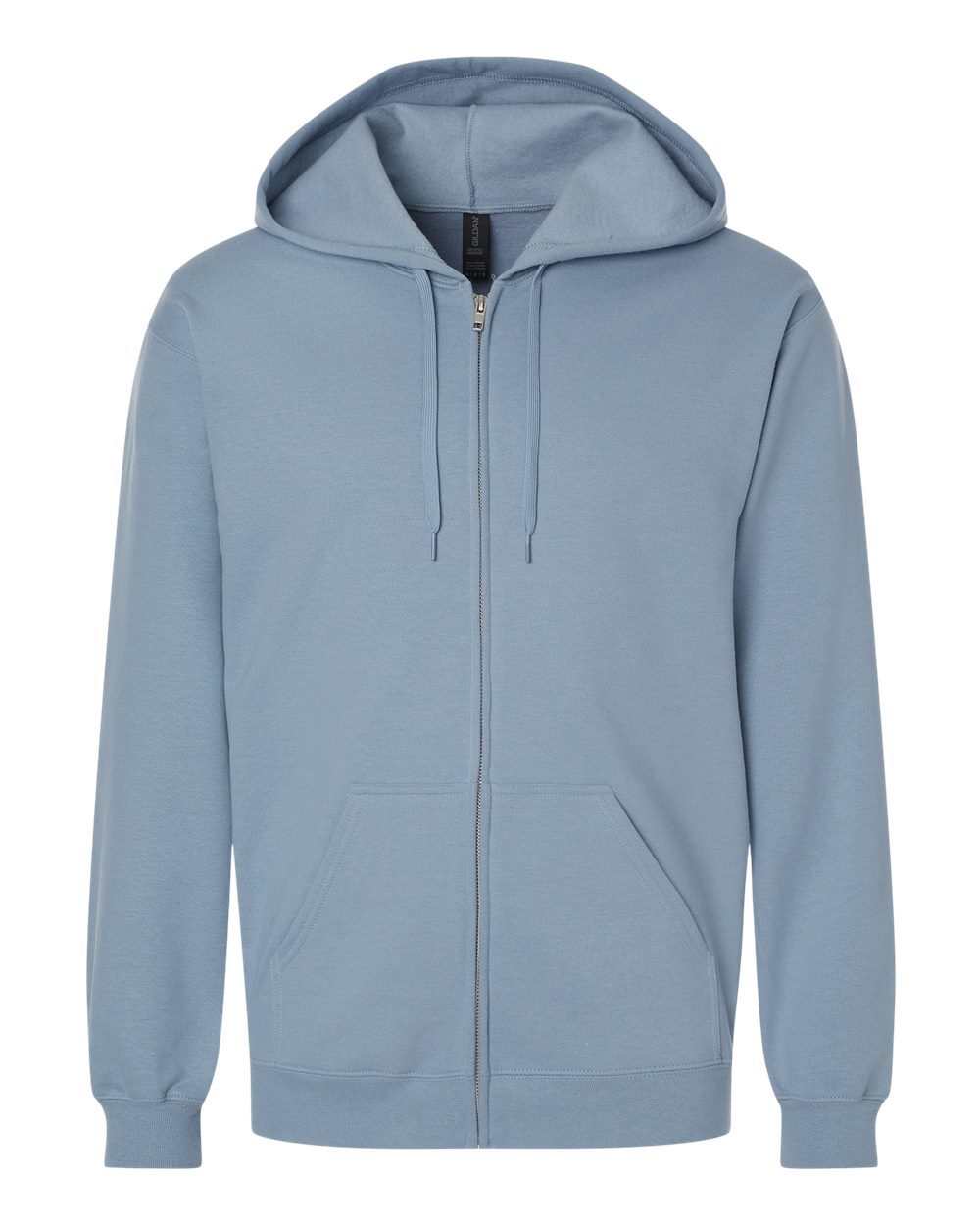 Front View of Stone Blue Softstyle® Full-Zip Hooded Sweatshirt - SF600