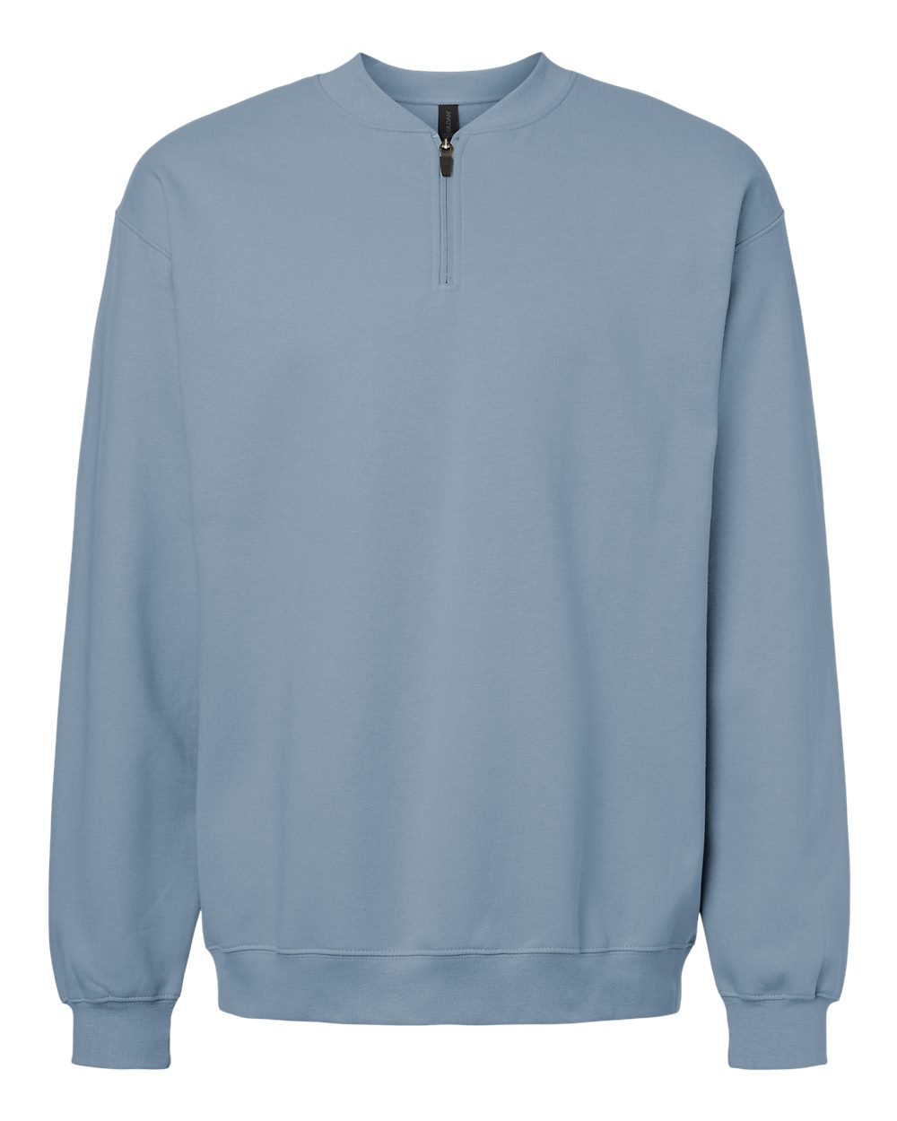 Front View of Stone Blue Softstyle® Midweight 1/4 Zip Sweatshirt - SF008