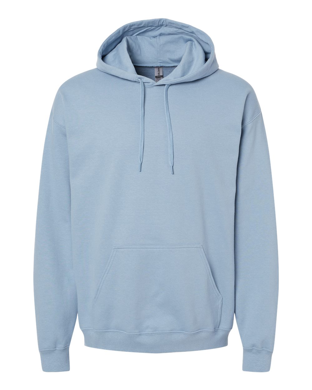 Front View of Stone Blue Softstyle® Midweight Hooded Sweatshirt - SF500