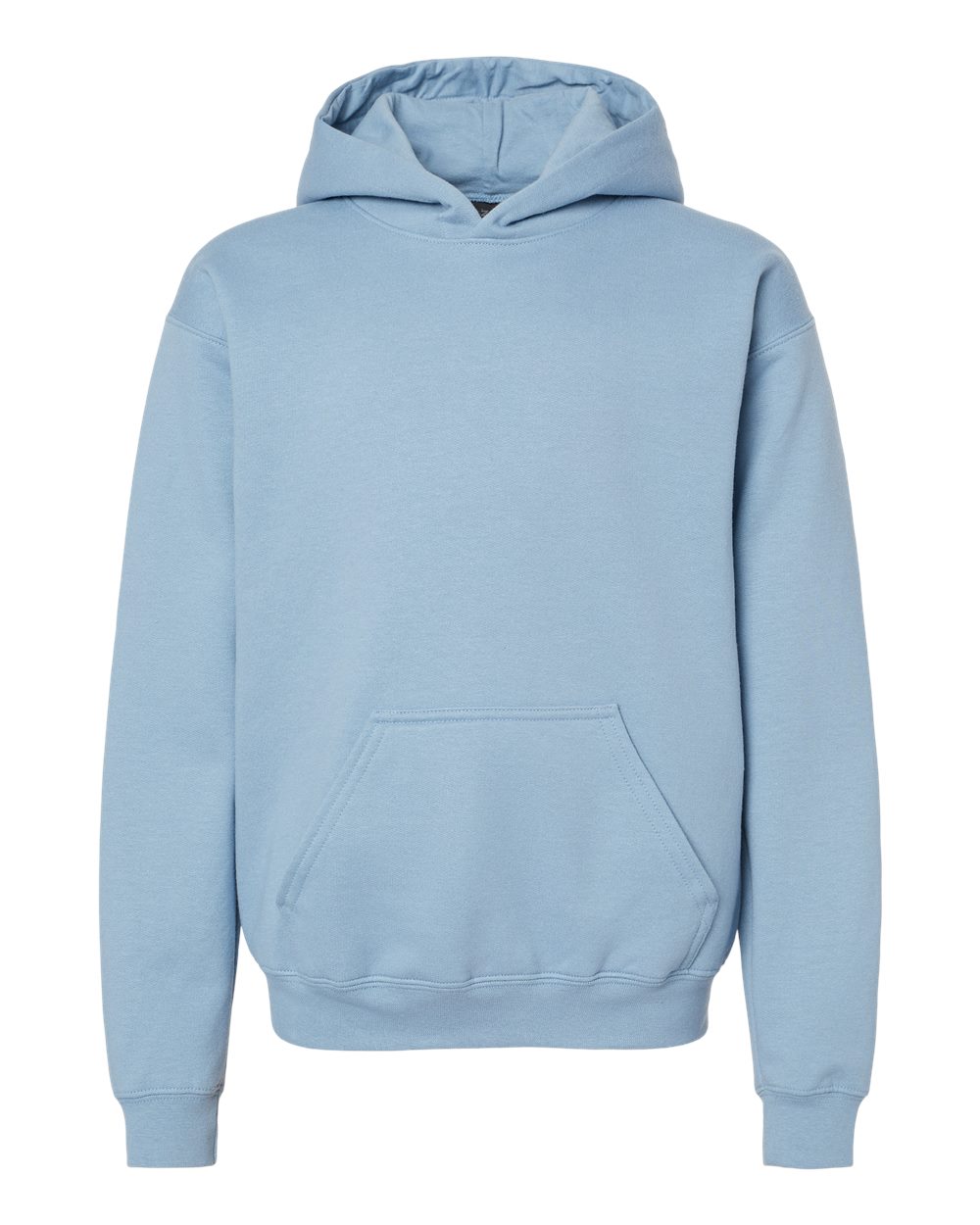 Front View of Stone Blue Softstyle® Youth Midweight Hooded Sweatshirt - SF500B