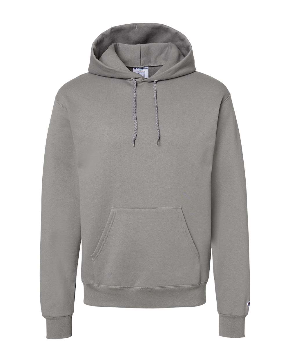 Front View of Stone Grey Powerblend® Hooded Sweatshirt - S700