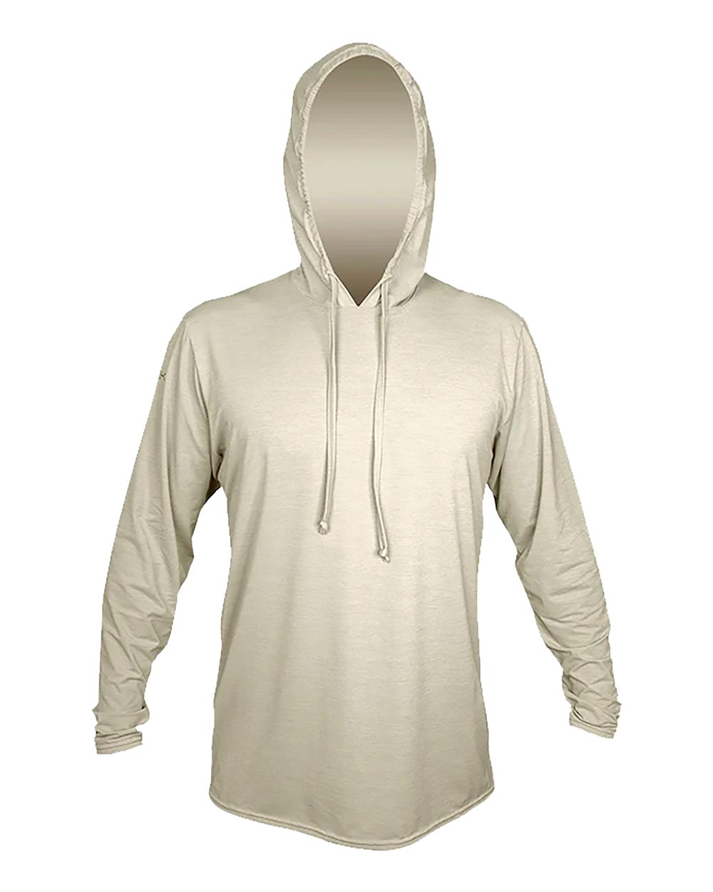 Front View of Stone Heathered Low Pro Tech Hooded Long Sleeve T-Shirt - MVLPRH8