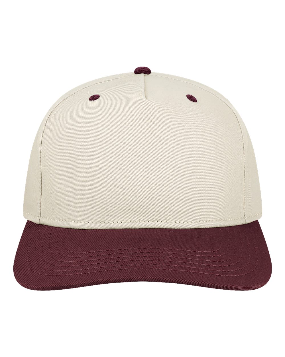 Front View of Stone/ Maroon Heritiage Twill Cap - HTA