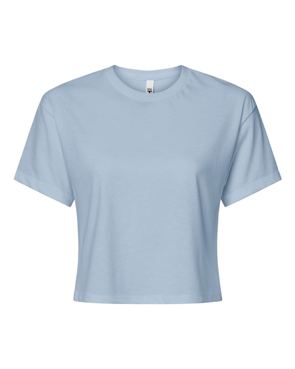 Front View of Stonewash Denim Women's Ideal Crop Top - 1580