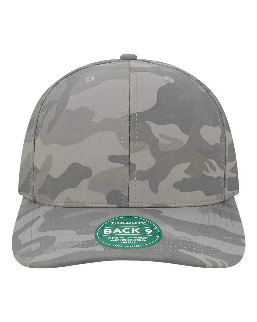 Front View of Storm Camo Back Nine Cap - B9A